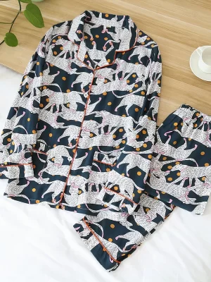 luipaard" viscose pyjama dames