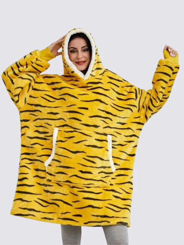 hoodie plaid "geel dierenmotief"